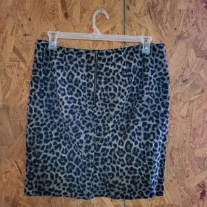 CAbi Leopard Print Pencil Skirt in Black and Gray